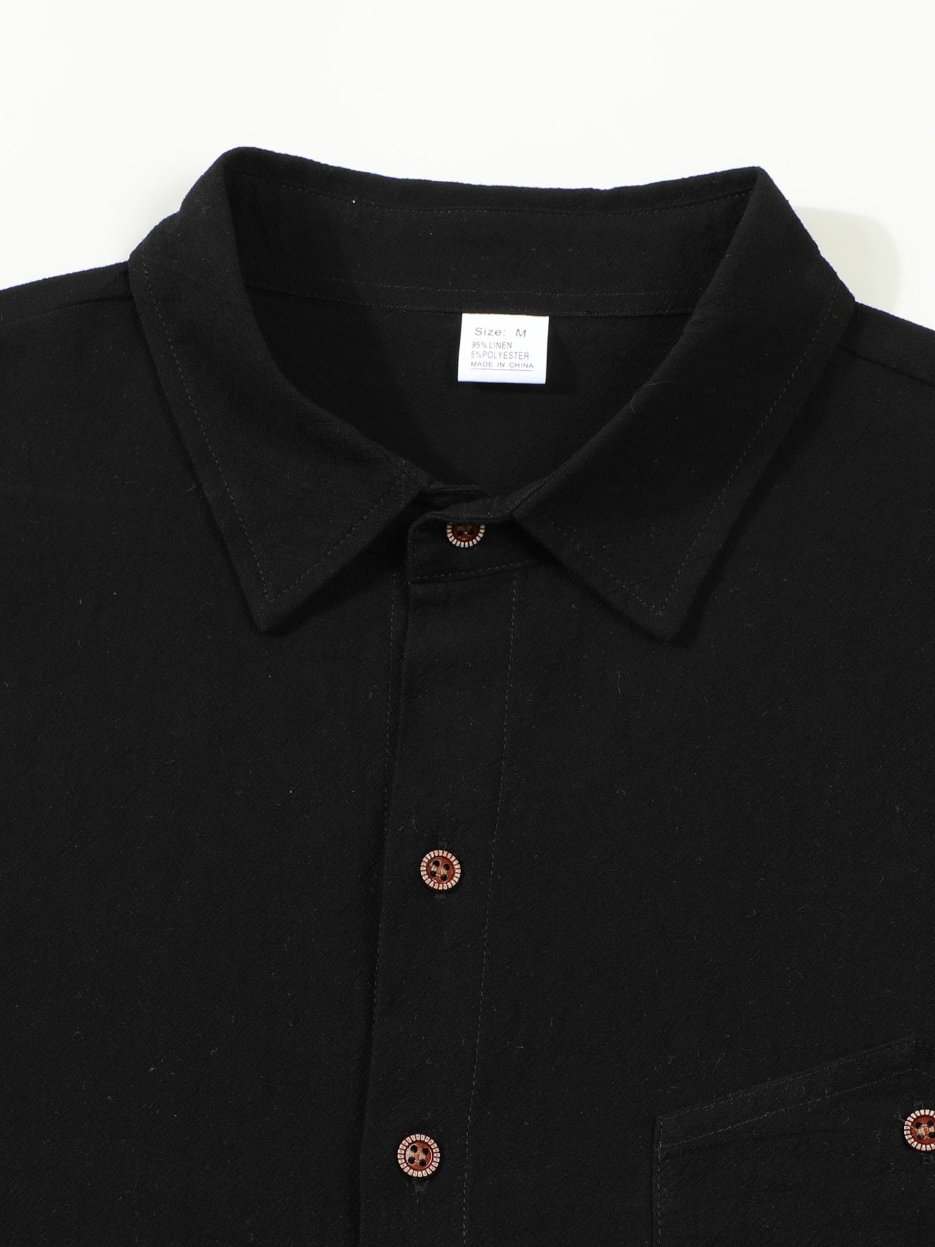 Product label showing 95 percent linen and 5 percent polyester