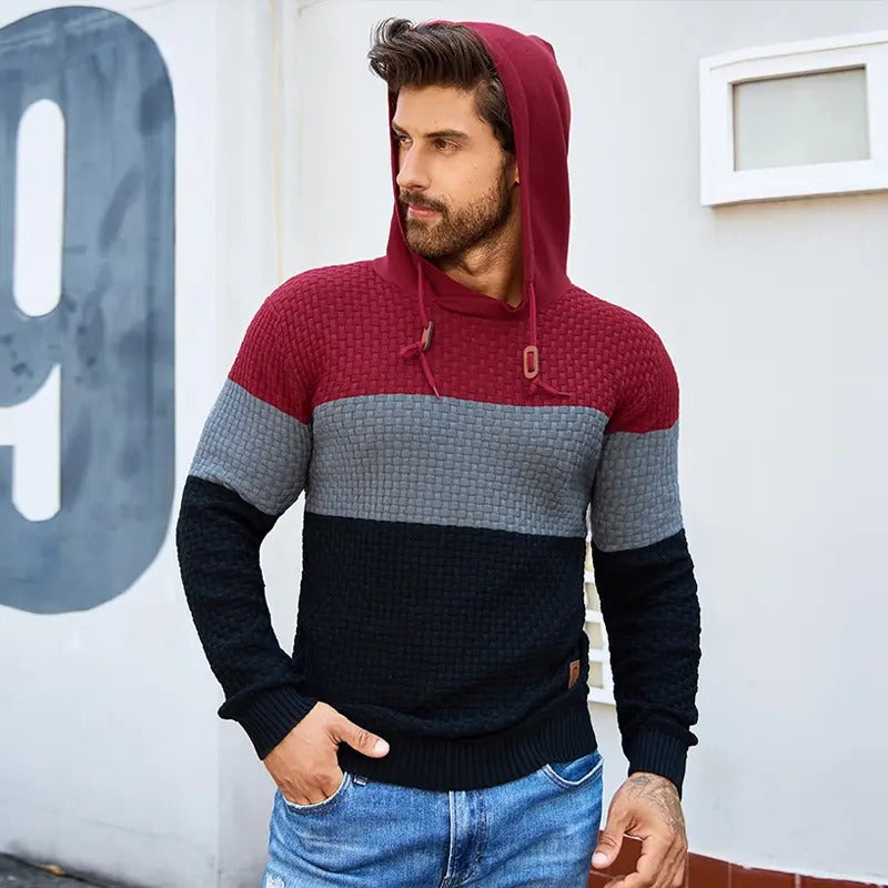 Men's Tricolor Long-Sleeve Hoodie