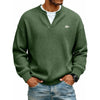 Casual V-Neck Waffle-Knit Long-Sleeve T-Shirt
