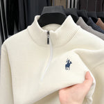 Men’s Thickened Zip-Up Mink-Fleece Turtleneck Knit Sweater