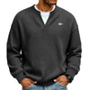 Casual V-Neck Waffle-Knit Long-Sleeve T-Shirt