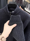Men’s Thickened Zip-Up Mink-Fleece Turtleneck Knit Sweater