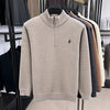 Men’s Thickened Zip-Up Mink-Fleece Turtleneck Knit Sweater