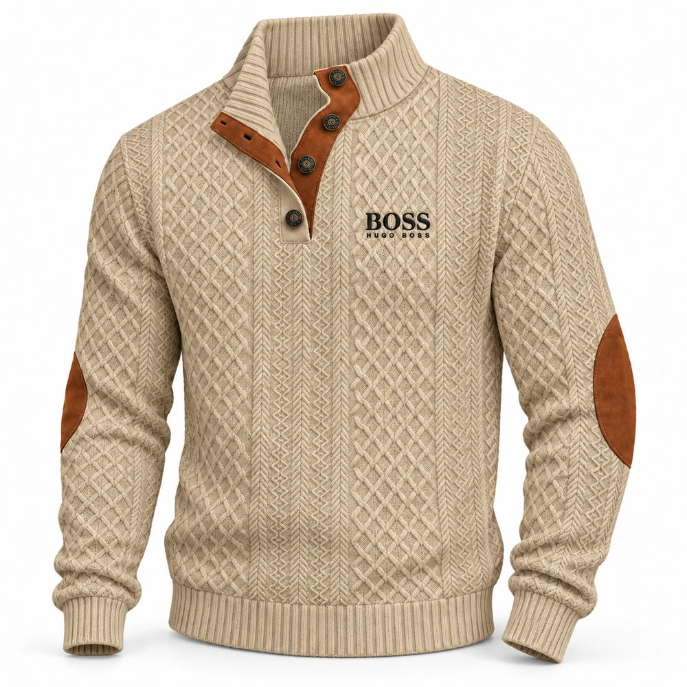 Textured Button-Neck Sweater