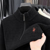 Men’s Thickened Zip-Up Mink-Fleece Turtleneck Knit Sweater