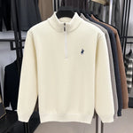 Men’s Thickened Zip-Up Mink-Fleece Turtleneck Knit Sweater