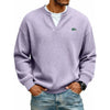 Casual V-Neck Waffle-Knit Long-Sleeve T-Shirt