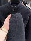 Men’s Thickened Zip-Up Mink-Fleece Turtleneck Knit Sweater