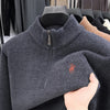Men’s Thickened Zip-Up Mink-Fleece Turtleneck Knit Sweater
