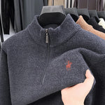 Men’s Thickened Zip-Up Mink-Fleece Turtleneck Knit Sweater