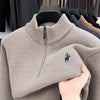 Men’s Thickened Zip-Up Mink-Fleece Turtleneck Knit Sweater
