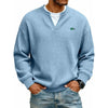 Casual V-Neck Waffle-Knit Long-Sleeve T-Shirt