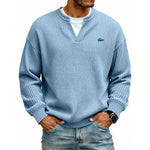 Casual V-Neck Waffle-Knit Long-Sleeve T-Shirt