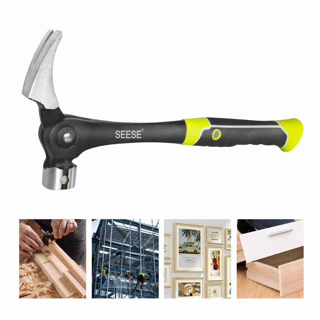 16oz Forged Steel Adjustable Claw Hammer with Magnetic Nail Starter