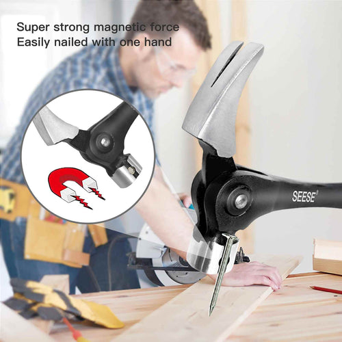 16oz Forged Steel Adjustable Claw Hammer with Magnetic Nail Starter