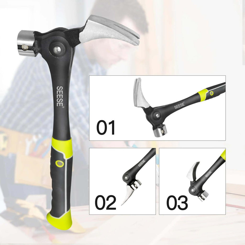 16oz Forged Steel Adjustable Claw Hammer with Magnetic Nail Starter