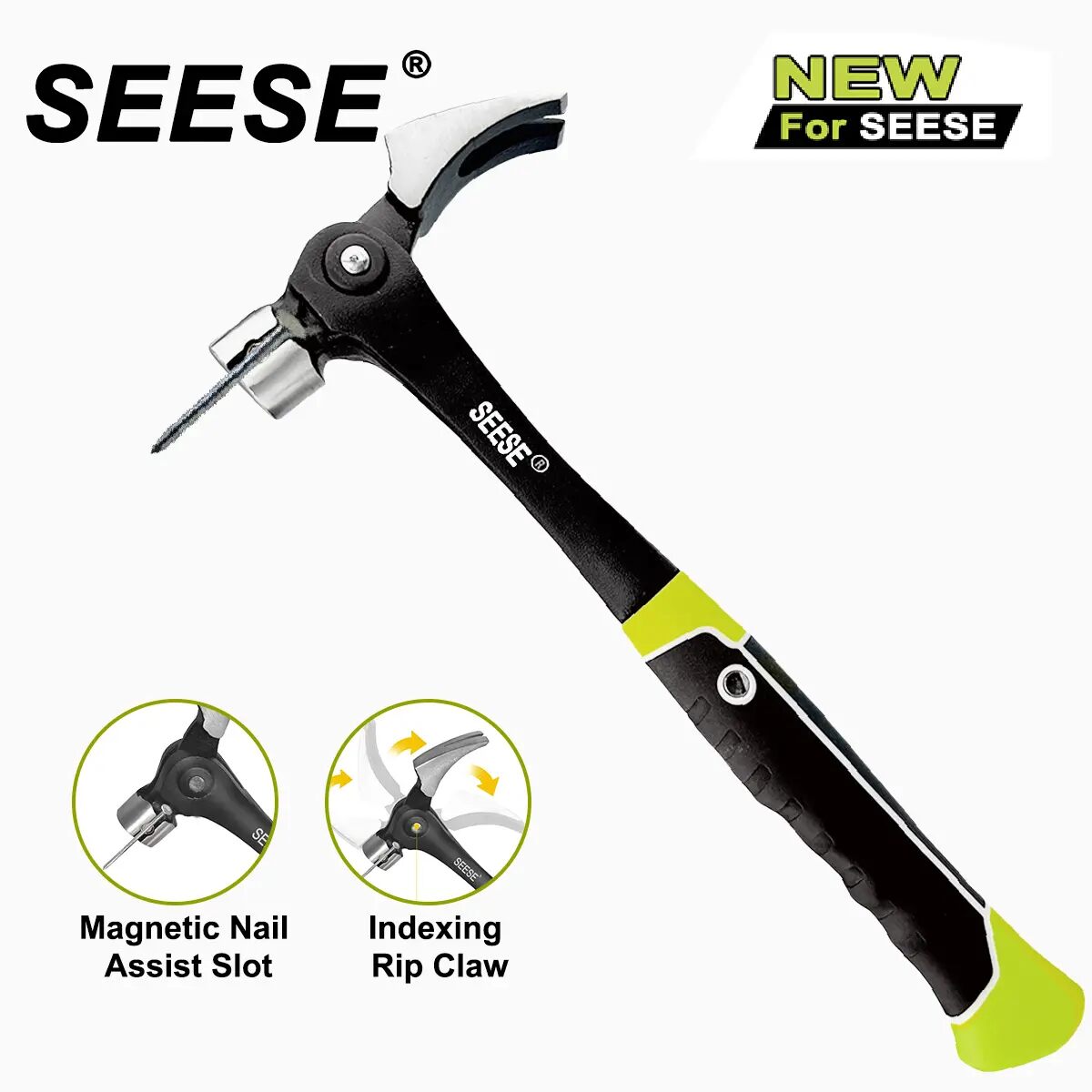 16oz Forged Steel Adjustable Claw Hammer with Magnetic Nail Starter