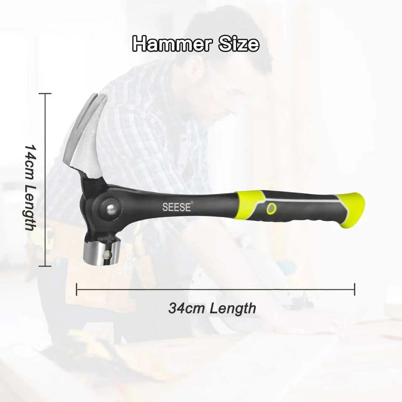 16oz Forged Steel Adjustable Claw Hammer with Magnetic Nail Starter