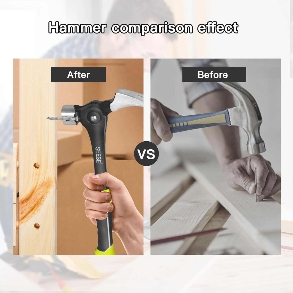 16oz Forged Steel Adjustable Claw Hammer with Magnetic Nail Starter
