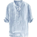 Runcati Chemise en Lin Homme - Décontractée Coton Manches 3/4