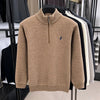 Men’s Thickened Zip-Up Mink-Fleece Turtleneck Knit Sweater