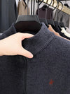 Men’s Thickened Zip-Up Mink-Fleece Turtleneck Knit Sweater