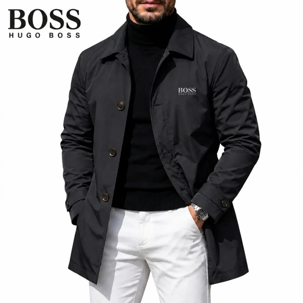 Mens Button Front Collared Coat