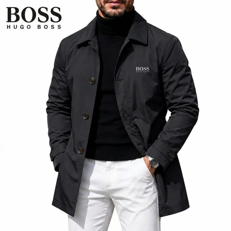 Mens Button Front Collared Coat