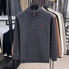 Men’s Thickened Zip-Up Mink-Fleece Turtleneck Knit Sweater