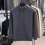 Men’s Thickened Zip-Up Mink-Fleece Turtleneck Knit Sweater