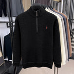 Men’s Thickened Zip-Up Mink-Fleece Turtleneck Knit Sweater