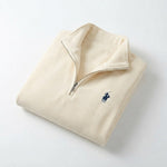 Men’s Thickened Zip-Up Mink-Fleece Turtleneck Knit Sweater